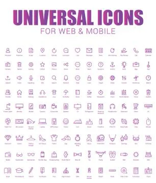 Set Of Line Universal Icons Stock Illustration
