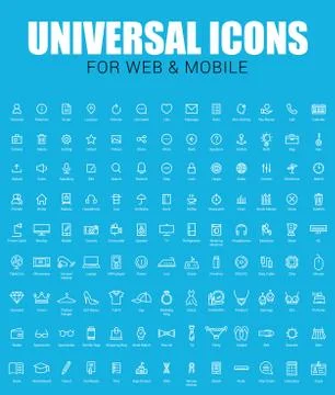 Set Of Line Universal Icons Stock Illustration