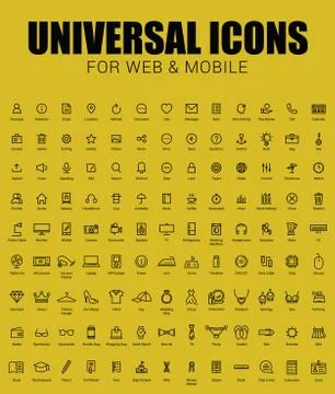Set Of Line Universal Icons Stock Illustration