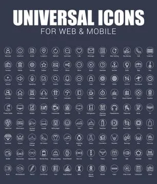 Set Of Line Universal Icons Stock Illustration