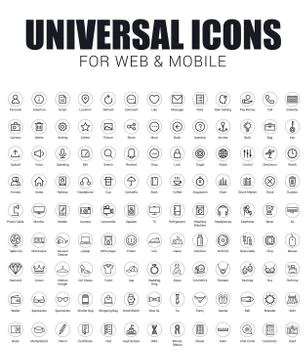 Set Of Line Universal Icons Stock Illustration