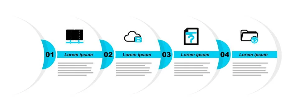 Set line Unknown directory, document, Cloud mail server and Server, Data, Web Illustrazione stock