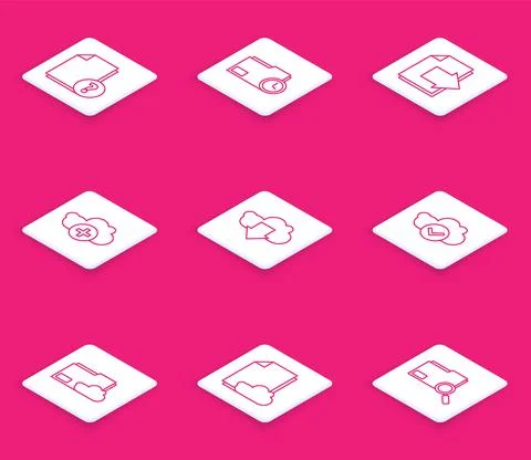 Set line Unknown document, Document folder with clock, Next page arrow, Add Illustrazione stock