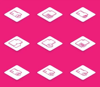 Set line Unknown document folder, TXT file, Folder and lock, Upload, Docume.. Illustrazione stock