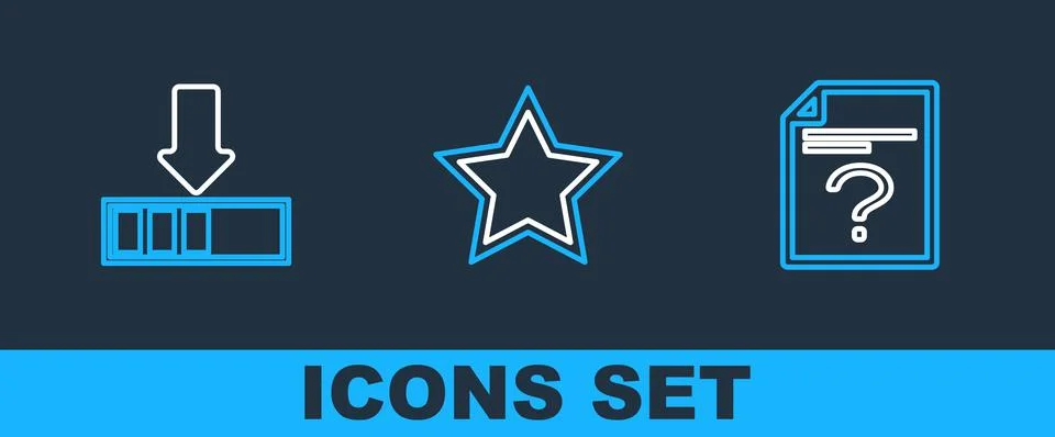 Set line Unknown document, Loading and Star icon. Vector Stock Illustration