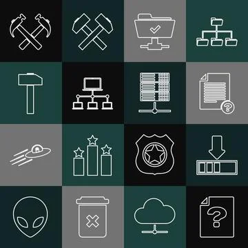 Set line Unknown document, Loading, FTP operation successful, Computer networ Stock Illustration