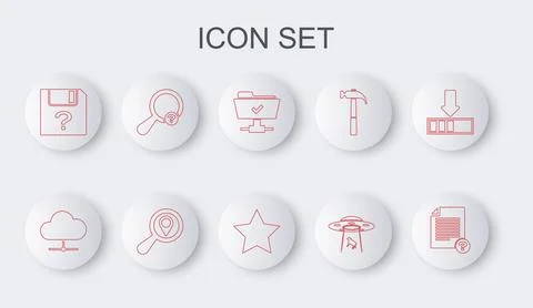 Set line Unknown document, Network cloud connection, FTP operation successf.. Stock Illustration