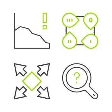 Set line Unknown search, Many ways directional arrow, Infographic element a.. Stock Illustration