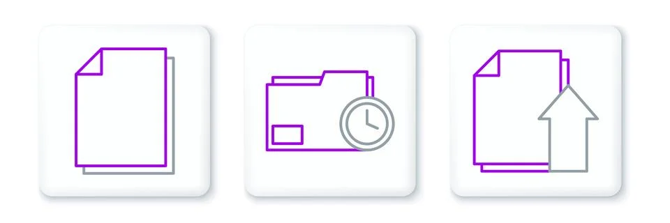 Set line Upload file document, Document and folder with clock icon. Vector 스톡 일러스트