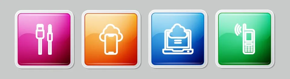 Set line USB cable cord, Cloud technology data, Network cloud connection an.. Stock Illustration