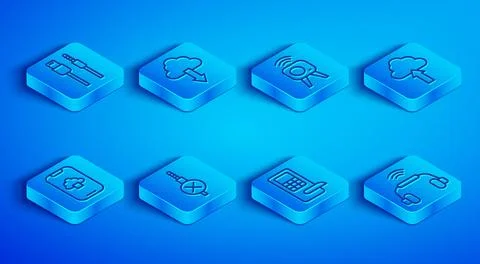 Set line USB cable cord, Cloud download, Web camera, No audio jack, Digital.. Stock-Illustration
