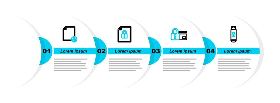 Set line USB flash drive with lock, Credit card, Document and and icon. Vector Ilustración de archivo