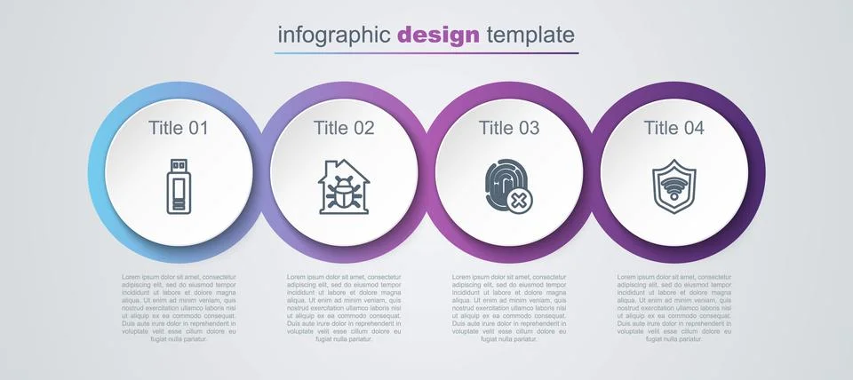 Set line USB flash drive, House system bug, Cancelled fingerprint and Shiel.. Illustrazione stock
