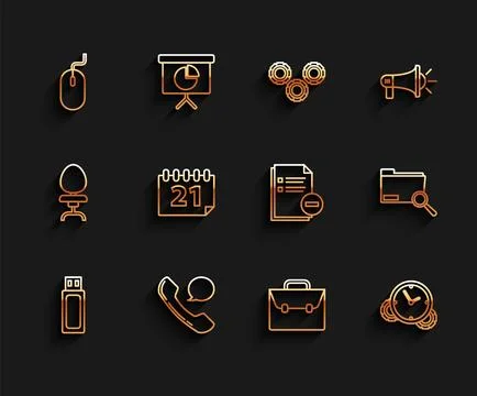 Set line USB flash drive, Telephone handset and speech bubble chat, Compute.. Illustration