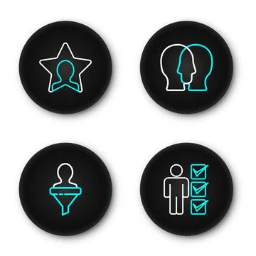 Set line User of man in business suit, Head hunting, Project team base and .. Stock Illustration