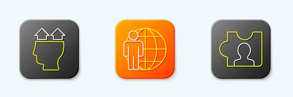 Set line User of man, Head hunting and  icon. Vector Stock Illustration
