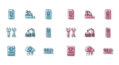 Set line User manual, Internet of things, Algorithm, 3d scanning system Stock Illustration