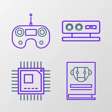 Set line User manual, Processor with microcircuits CPU, 3d scanning system and Stock Illustration