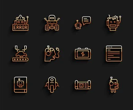 Set line User manual, Robot, Error in robot, blueprint, charging battery 스톡 일러스트