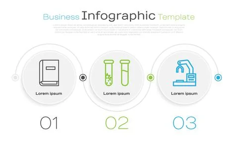 Set line User manual, Test tube and flask and Robotic robot arm hand factory Stock Illustration