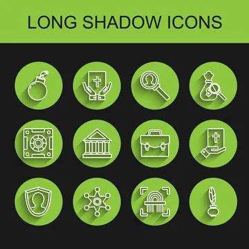 Set line User protection, Hexagram sheriff, Bomb ready to explode, Fingerprint Stock Illustration