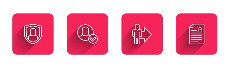 Set line User protection Worker Leader of a team of executives and Resume wit Stock Illustration