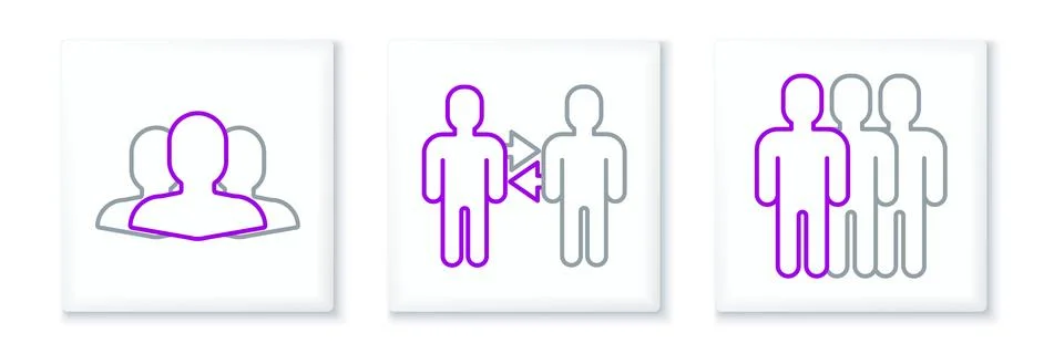 Set line Users group,  and Project team base icon. Vector Stock Illustration