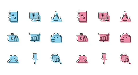 Set line Users group, Presentation financial board graph, schedule, chart Stock Illustration