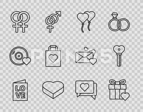 Valentine's Day Gift Boxes Icons Set