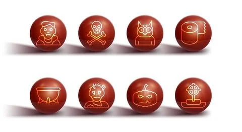 Set line Vampire, Halloween witch cauldron, Toilet paper roll, Pumpkin, Zombie Stock Illustration