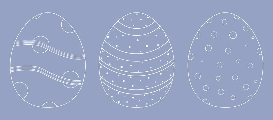 A set of line vector Easter eggs. Easter holiday Stock Illustration