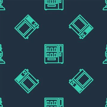 Set line Vending machine, Microwave oven and Vacuum cleaner on seamless pattern Illustrazione stock