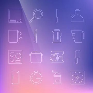 Set line Ventilation, Meat chopper, Measuring cup, Knife sharpener, Bread knife イラスト素材