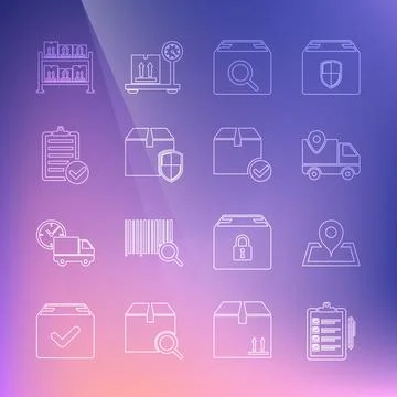 Set line Verification of delivery list, Placeholder map, Delivery tracking Stock Illustration