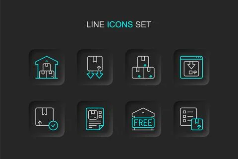 Set line Verification of delivery list, Free storage, Waybill, Carton cardb.. 库存插图