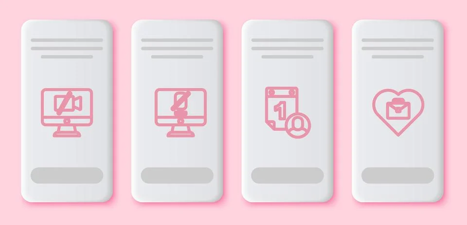 Set line Video camera Off on computer, Mute microphone, Time management and Stock Illustration