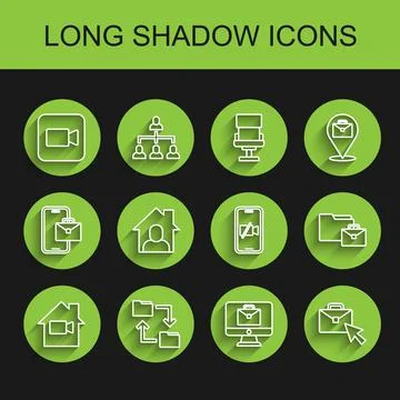 Set line Video camera Off in home, Cloud storage document folder, Camera, Online Stock Illustration