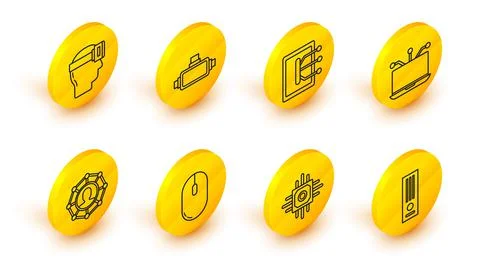 Set line Video game console, Processor, Computer mouse, Project team base イラスト素材