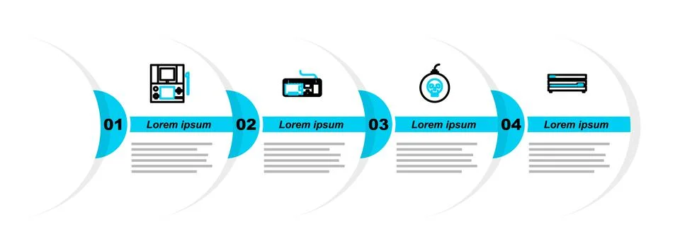 Set line Video game console, Bomb ready to explode, Computer keyboard and Stock-Illustration