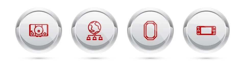 Set line Video game console, Computer network, Poker table and Portable video Stock Illustration