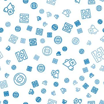 Set line Vinyl disk, Speaker mute and Music wave equalizer on seamless pattern Stock Illustration