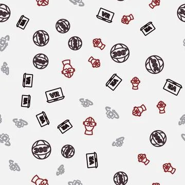 Set line Virtual reality, 360 degree view, and glasses on seamless pattern イラスト素材