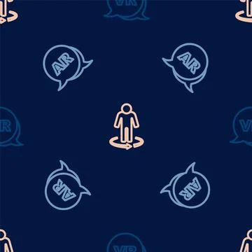 Set line Virtual reality, Augmented AR and 3d modeling on seamless pattern Stock Illustration