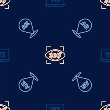 Set line Virtual reality, Augmented AR and 360 degree view on seamless pattern イラスト素材