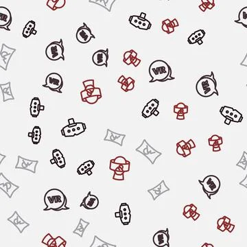 Set line Virtual reality glasses, Wide angle picture and on seamless pattern Stockillustratie