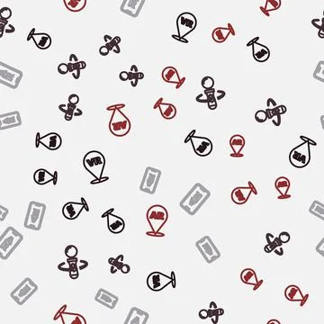 Set line Virtual reality, VR controller game, Augmented AR and on seamless Illustrazione stock