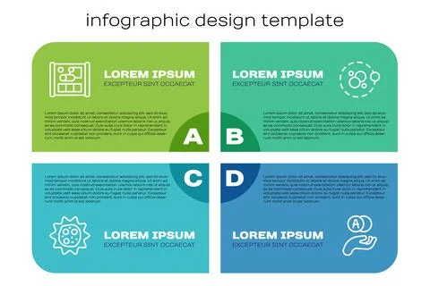 Set line Virus, Graphing paper for engineering, Atom and . Business infographic Illustrazione stock