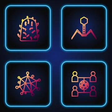 Set line Virus spread, , Rabies virus and Bacteria bacteriophage. Gradient color Stock Illustration