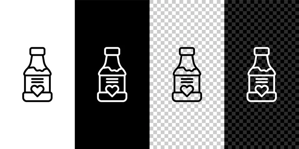Set line Vitamin complex of pill capsule icon isolated on black and white, tr Stock Illustration