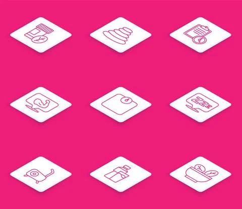 Set line Vitamin pill, Stack hot stones, Sport training program, Bodybuilder 스톡 일러스트